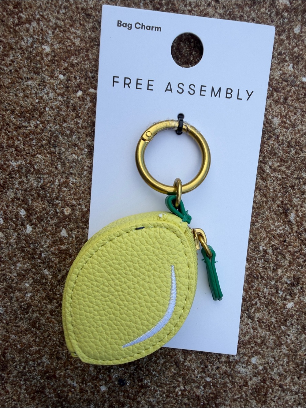 Free Assembly Yellow Lemon Key & Card Holder Charm. NEW